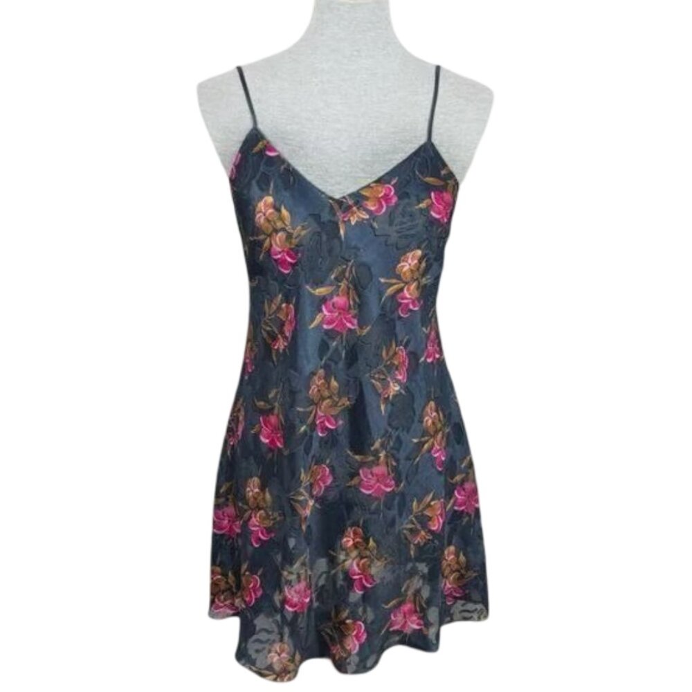 Victoria's Secret Floral Midnight Lace-Up Slip Dress, Size S